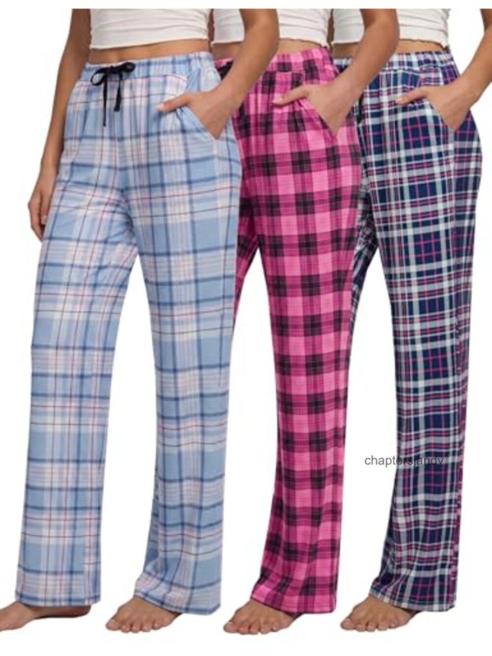 3 Pack Womens Pajama Pants Plaid Lounge PJ Bottoms with Pockets